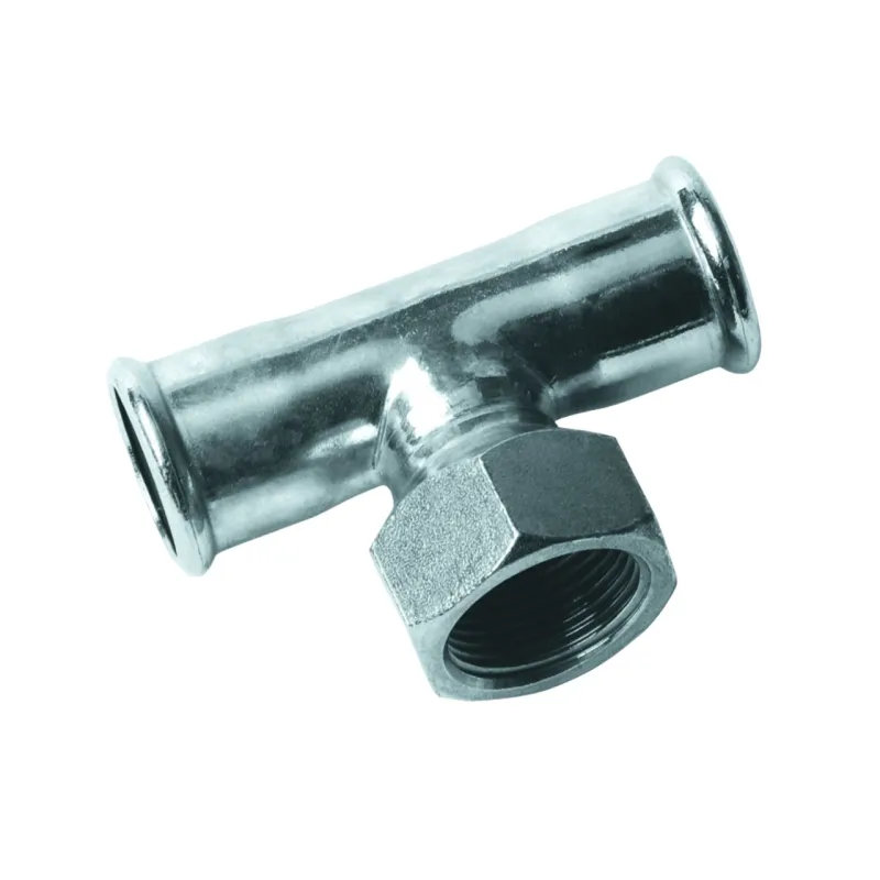 Té réduit mixte inox 316L Piquage BSP Femelle / à sertir Femelle