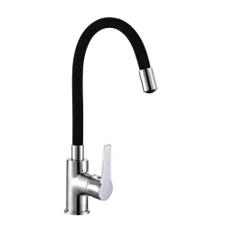 Mitigeur évier noir chromé bec haut modulable THEWA MPL13FLEXNE