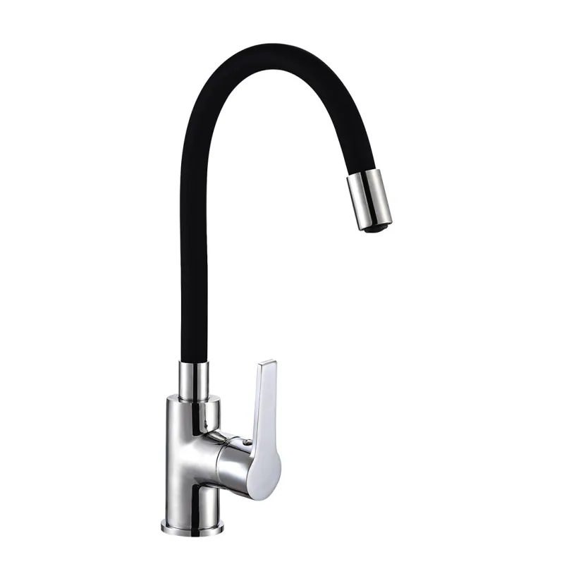 Mitigeur évier noir chromé bec haut modulable THEWA MPL13FLEXNE