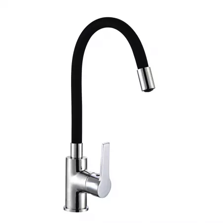Mitigeur évier noir chromé bec haut modulable THEWA MPL13FLEXNE