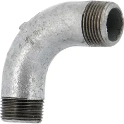 Raccord fonte malléable galvanisé fileté courbe grand rayon 90° mâle mâle