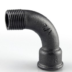 Raccord fonte malléable fileté courbe grand rayon 90° mâle femelle