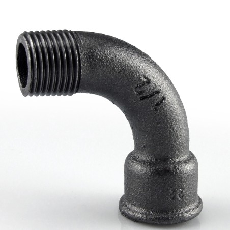 Raccord fonte malléable fileté courbe grand rayon 90° mâle femelle