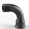 Raccord fonte malléable fileté courbe grand rayon 90° mâle femelle
