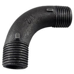 Courbe 90° fonte malléable noir fileté grand rayon mâle mâle