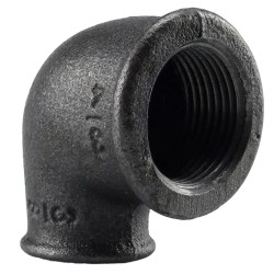 Raccord fonte malléable noir fileté coude réduit femelle
