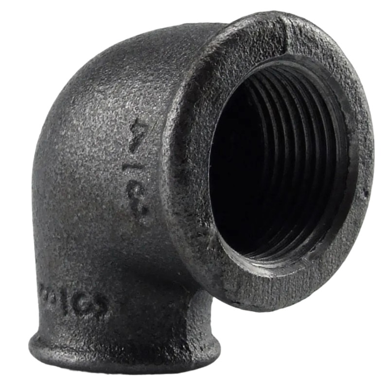 Raccord fonte malléable noir fileté coude réduit femelle