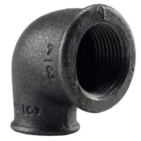 Raccord fonte malléable noir fileté coude réduit femelle