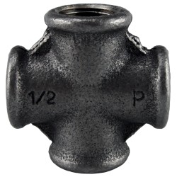 Raccord fonte malléable noir fileté Croix femelle