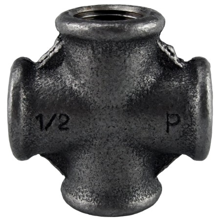 Raccord fonte malléable noir fileté Croix femelle