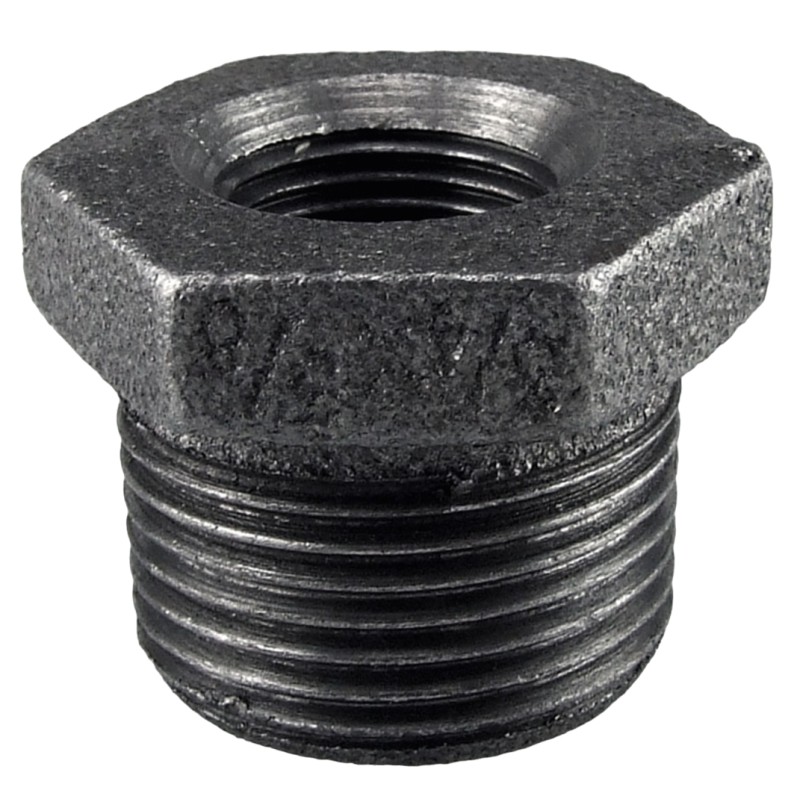 Raccord fonte malléable noir fileté Manchon réduit mâle et femelle