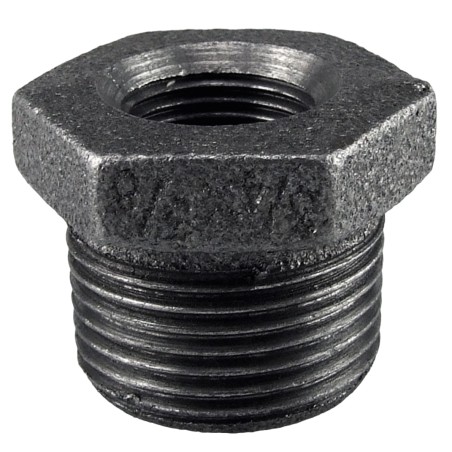 Raccord fonte malléable noir fileté Manchon réduit mâle et femelle