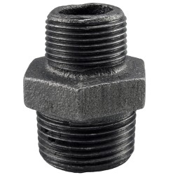 Raccord Mamelon réduit fonte malléable  noir mâle