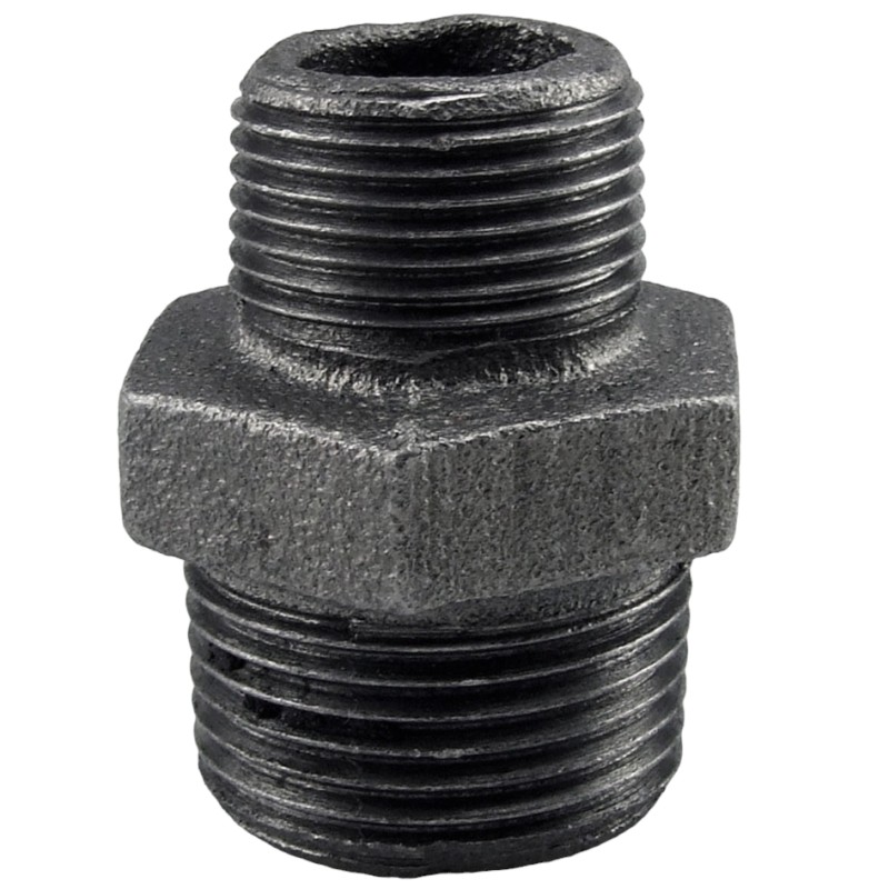 Raccord Mamelon réduit fonte malléable  noir mâle
