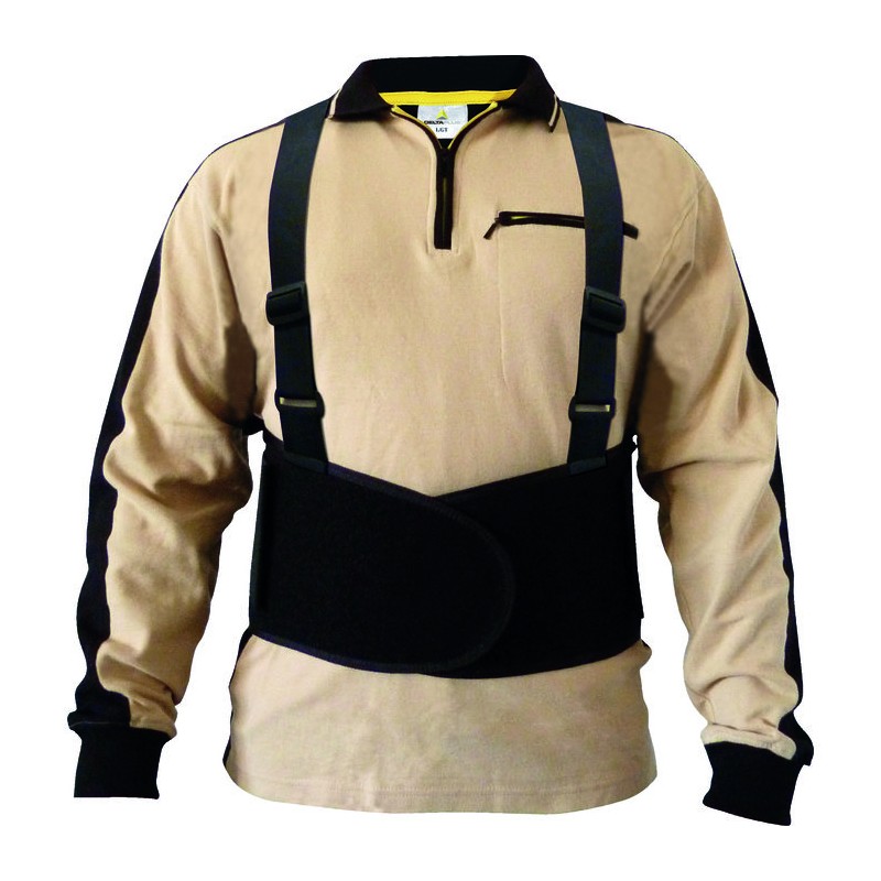 Lumbar support belt with shoulder strap