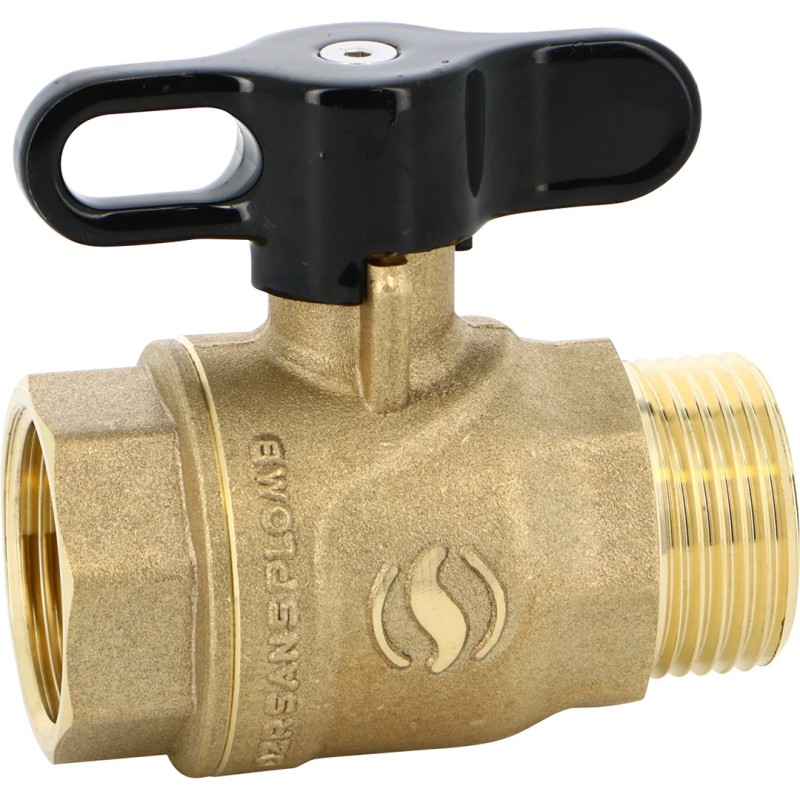 CW724R Serena lead-free ball valve, male female, brass, black handle