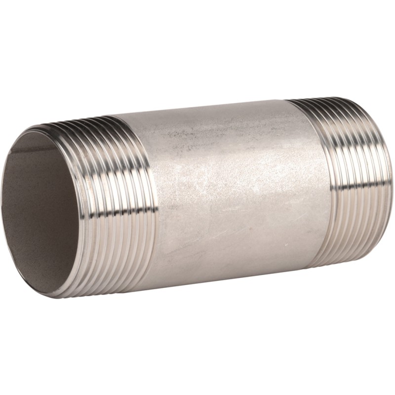 316 stainless steel pipe nipple fitting, 100 mm long, Class 150 BSP