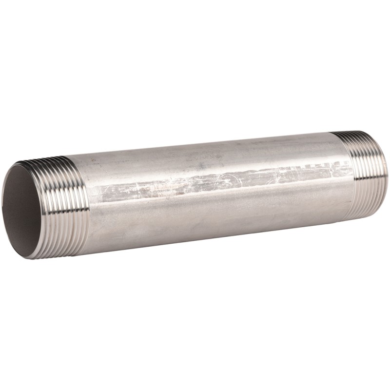 Raccord acier inox 316 mamelon tube longueur 200mm class 150 BSP