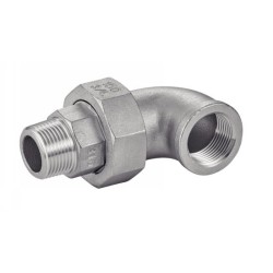 Coude union inox 316L mâle femelle PN20 moulé BSP Gaz Cylindrique