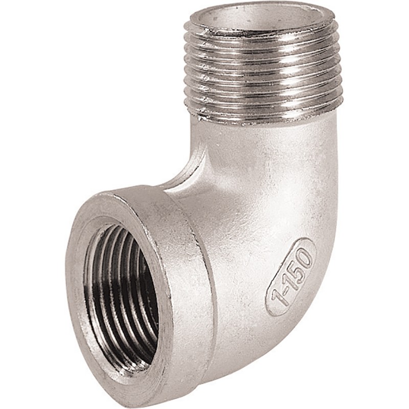 Coude inox à visser 90° mâle - femelle ASTM A351 CF8M