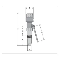 Schéma Régulateur de tirage pour chaudière à combustible solide laiton 3/4"