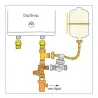 Schéma d'installation Groupe de sécurité vertical laiton standard 3/4" échappement 1" pour chauffe eau