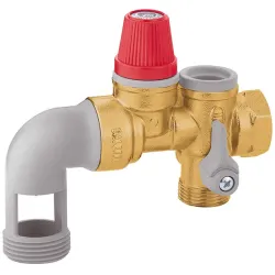 Groupe de sécurité coudé laiton standard 3/4" échappement 1" pour chauffe eau