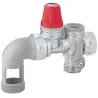 Groupe de sécurité coudé laiton chromé standard 3/4" échappement 1" pour chauffe eau