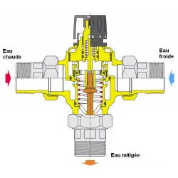 Schéma Mitigeurs centralisés 523 thermostatiques pour installations collectives