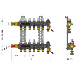 Dimension Collecteur 1’’ Hydronic pour plancher chauffant