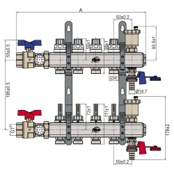 Dimension Collecteur 1" série STC pour plancher chauffant