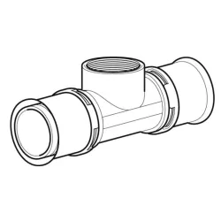 Schéma Raccord Té femelle sur le piquage en laiton a sertir type radial pour tube multicouche