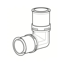 Scéma Raccord coude 90 à sertir laiton de type radial pour tubes multicouches Ø75
