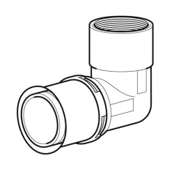 Schéma Raccord coude femelle 90 à sertir laiton de type radial pour tubes multicouches