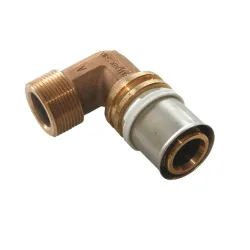 Raccord coude mâle 90 à sertir laiton de type radial pour tubes multicouchesr tubes multicouches