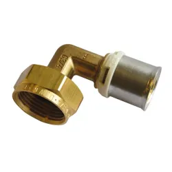 Raccord coude écrou tournant 90 à sertir laiton de type radial pour tubes multicouches