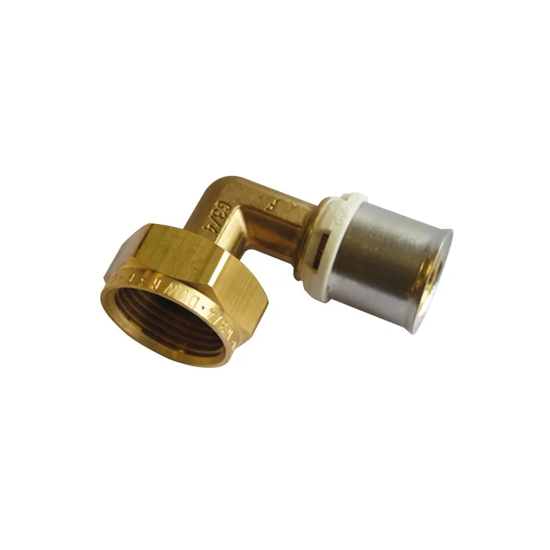 Raccord coude écrou tournant 90 à sertir laiton de type radial pour tubes multicouches