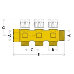 Schéma Collecteur sanitaire 3/4" à robinetterie intégrée blanche