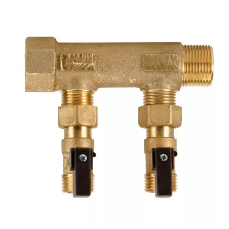 Collecteur série C portée plate pré-équipé MF 3/4" laiton avec vannes M1/2"