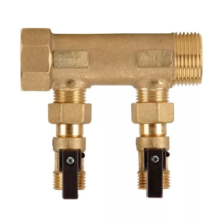 Collecteur série C portée plate pré-équipé MF 1" laiton avec vannes M1/2"