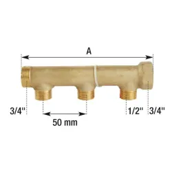 Dimension Collecteur série C portée plate économique MF 3/4" laiton M1/2"1/2"