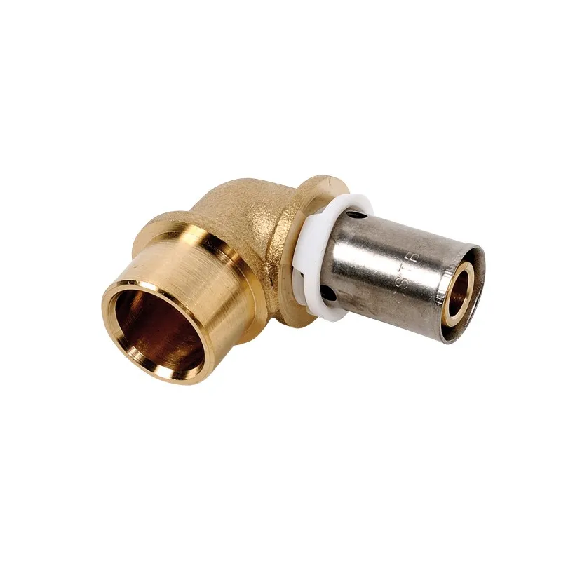 Raccord coude adaptateur pour tube cuivre à sertir type radial pour PER ou PB