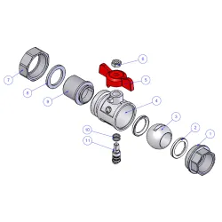 Nomenclature Vanne d'alimentation à sphère nickelé avec raccord démontable