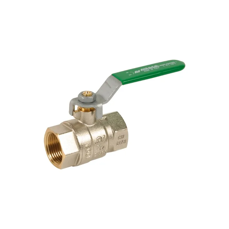 Vannes à sphère laiton femelle - femelle titré CW617N poigneé plate verte