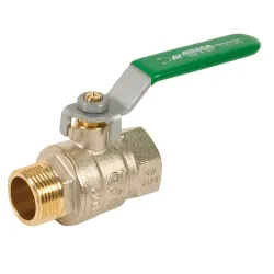 Vanne à sphère laiton mâle - femelle titré CW617N  poigneé plate verte