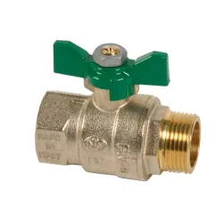 Vanne à sphère laiton mâle - femelle titré CW617N  poigneé papillon verte