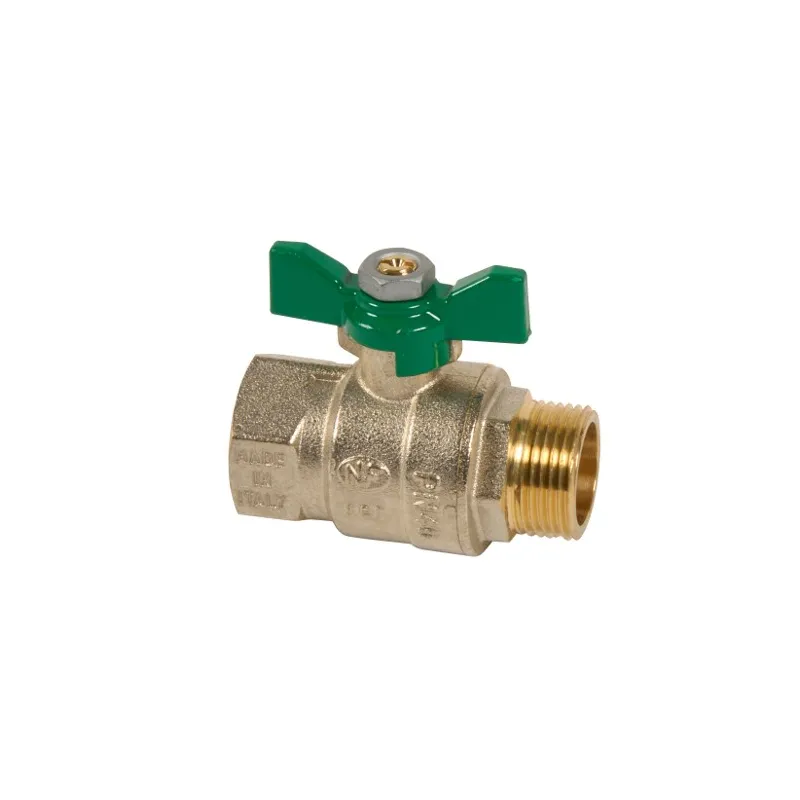 Vanne à sphère laiton mâle - femelle titré CW617N  poigneé papillon verte