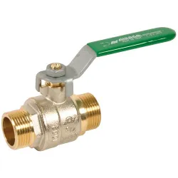  	Vanne à sphère laiton mâle -mâle titré CW617N poigneé plate verte