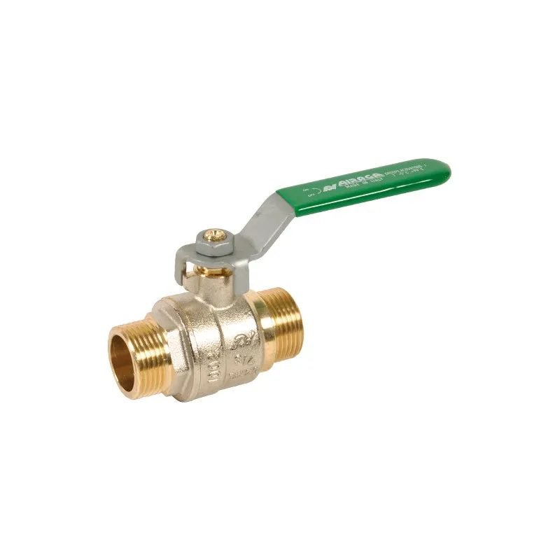  	Vanne à sphère laiton mâle -mâle titré CW617N poigneé plate verte