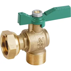 Vanne à sphère laiton PN20 à écrou tournant mâle Femelle équerre manette laiton 2/3 1/3 manette papillon verte